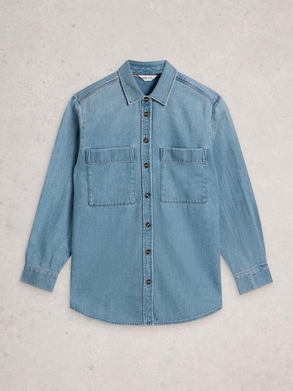 Lydia Denim Shirt in MID DENIM - FLAT FRONT