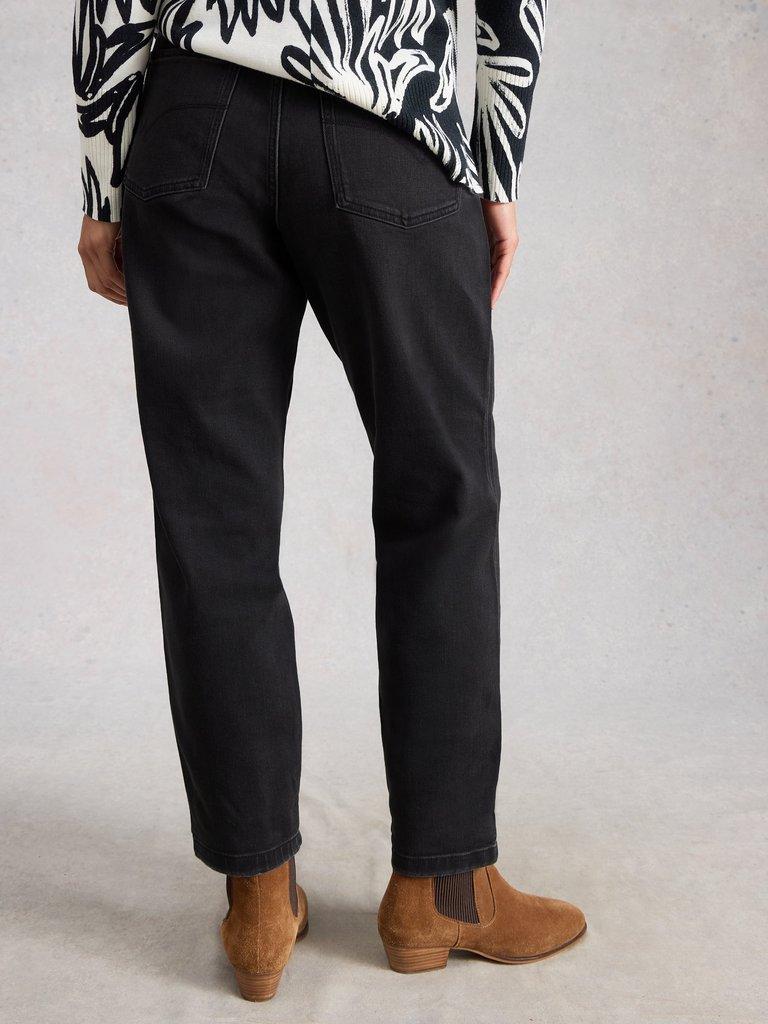 Freya Weekend Ankle Length Jean in WASHED BLK - MODEL BACK