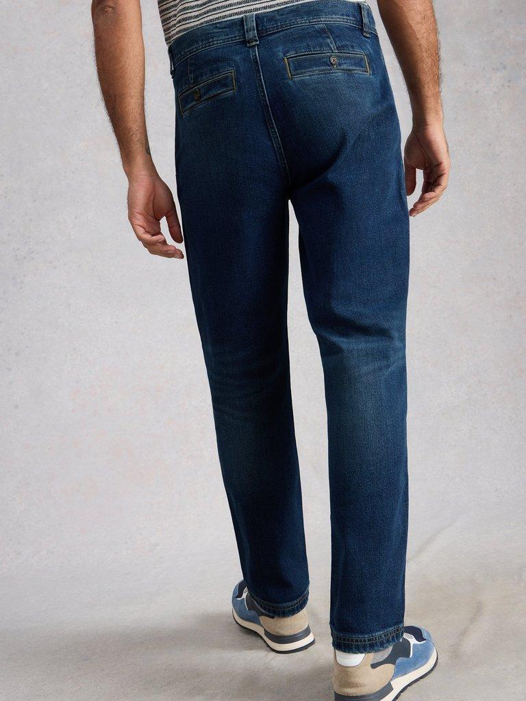 Chapman Denim Trouser in MID DENIM - MODEL BACK