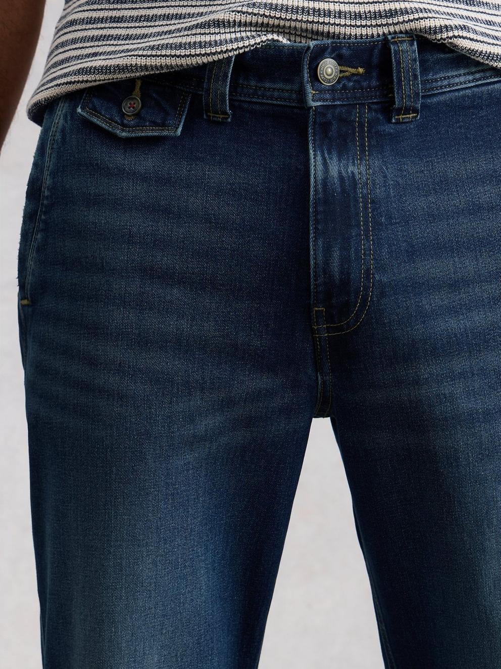 Chapman Denim Trouser in MID DENIM - MODEL DETAIL