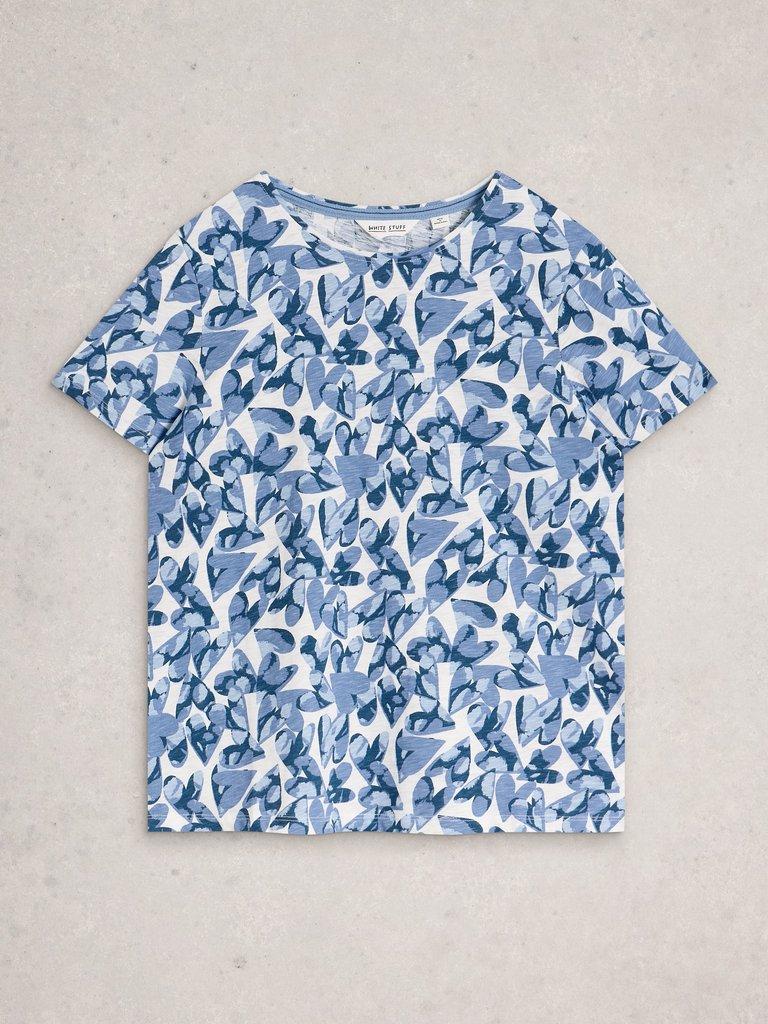 ABBIE CREW NECK T-SHIRT in BLUE MLT - FLAT FRONT