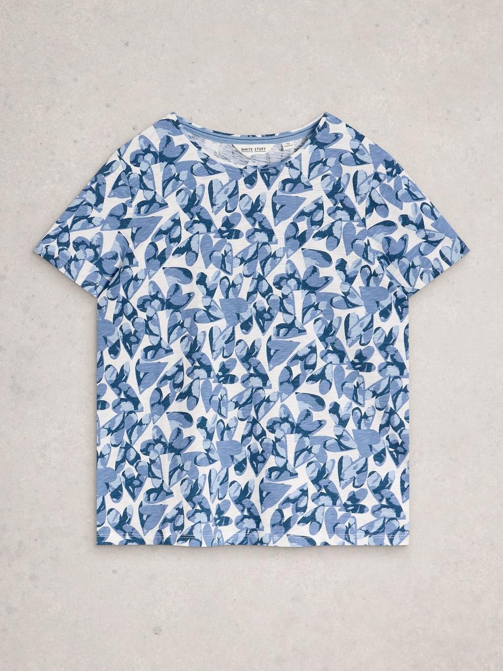 ABBIE CREW NECK T-SHIRT in BLUE MLT - FLAT FRONT