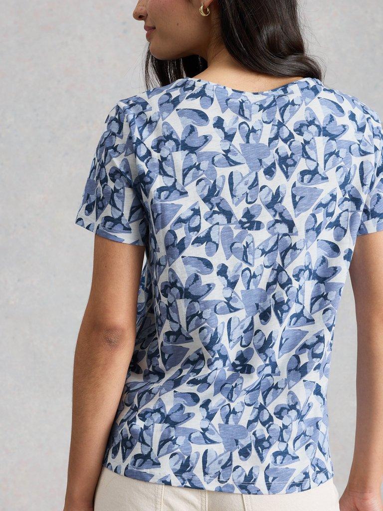 ABBIE CREW NECK T-SHIRT in BLUE MLT - MODEL BACK