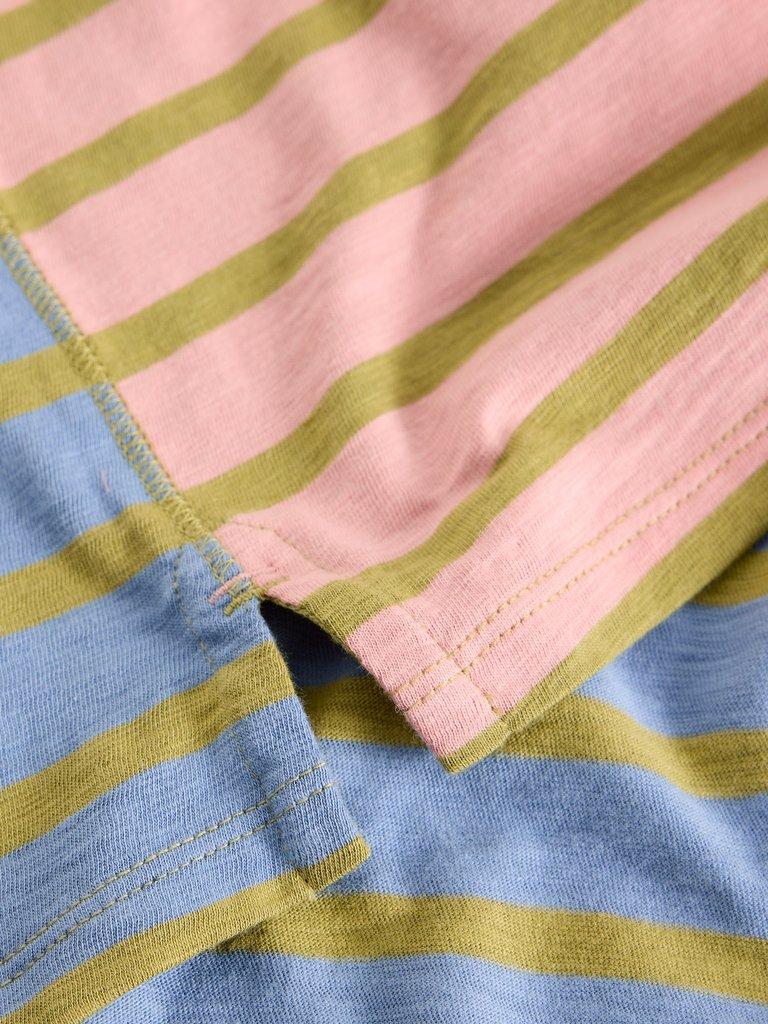 ABBIE STRIPED SHORT SLEEVE TEE in PINK MLT - FLAT DETAIL