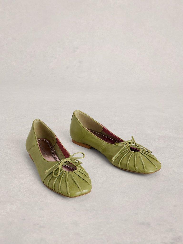 Lace Drop Back Ballerina in MID GREEN - FLAT FRONT