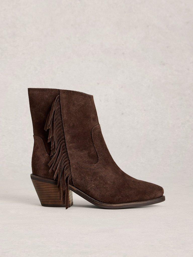 Cherry Fringe Ankle Boot in DK BROWN - LIFESTYLE