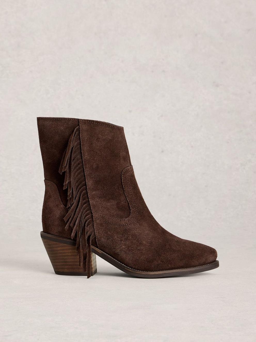 Cherry Fringe Ankle Boot in DK BROWN - LIFESTYLE