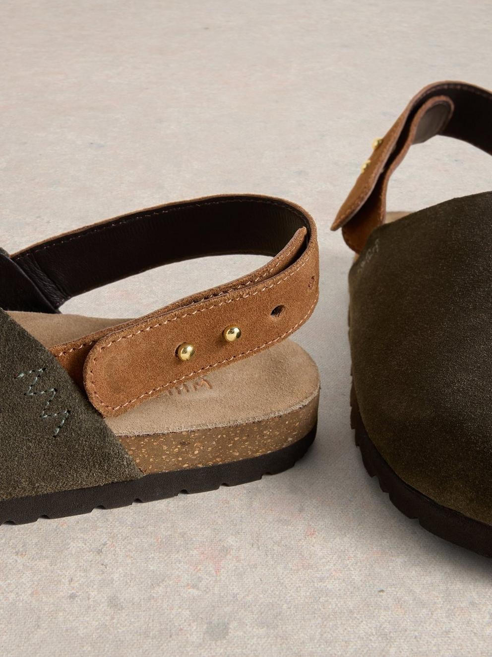 Mary Slingback Footbed Sandals in KHAKI GRN - FLAT DETAIL