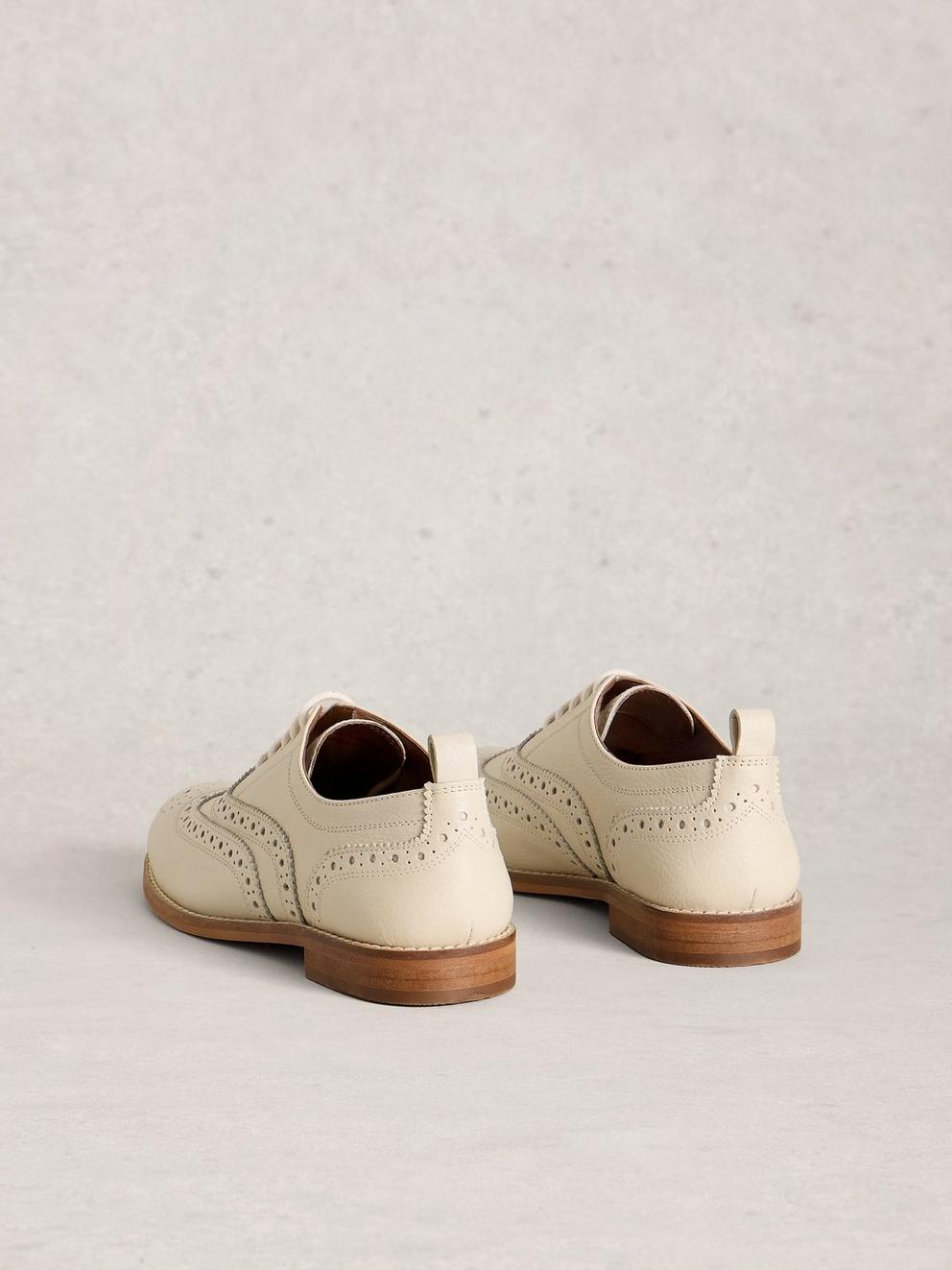 Thistle Lace Up Style Brogue in PALE IVORY - FLAT BACK