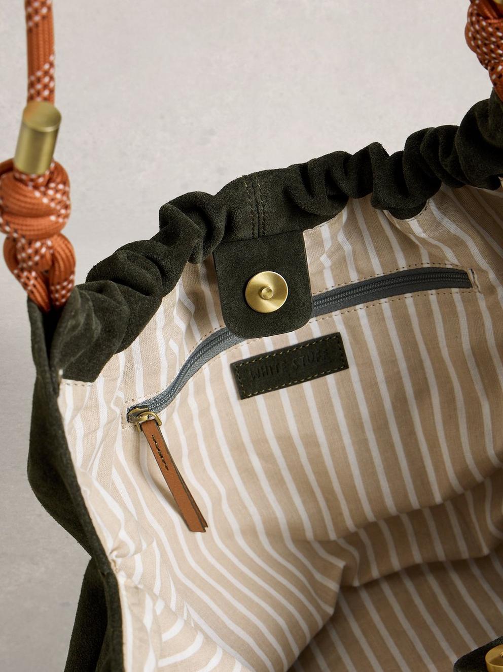 Callie Shoulder Bag in KHAKI GRN - FLAT DETAIL