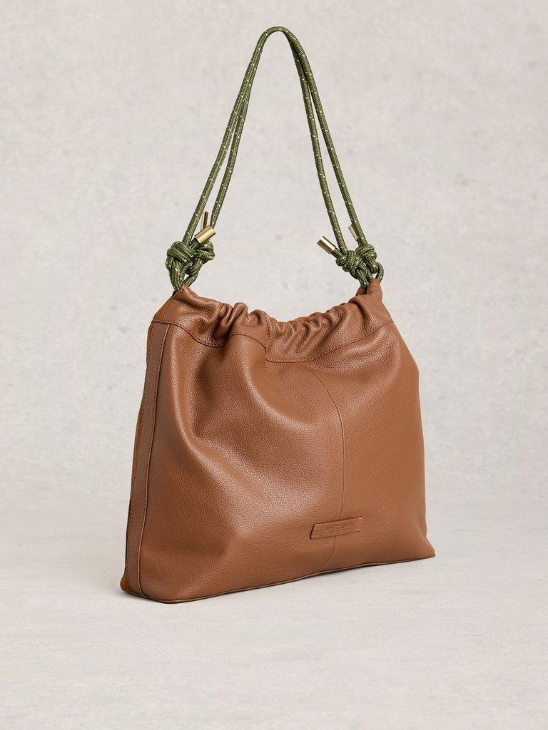 Callie Weave Shoulder Bag  in MID TAN - FLAT BACK