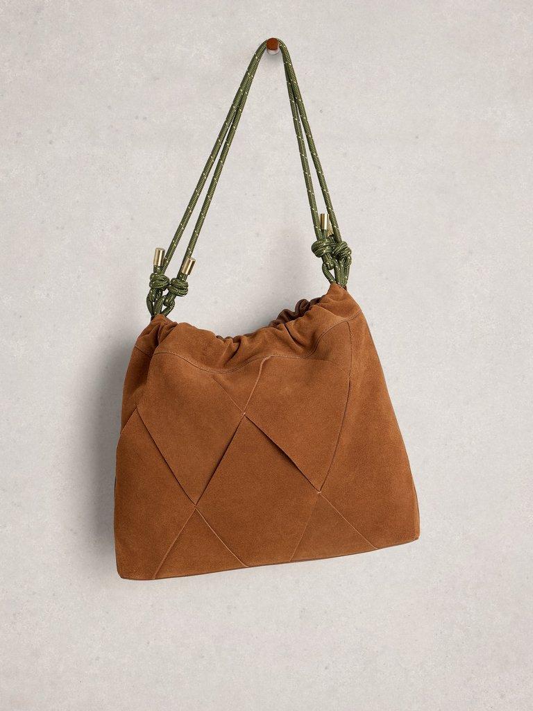 Callie Weave Shoulder Bag  in MID TAN - FLAT FRONT