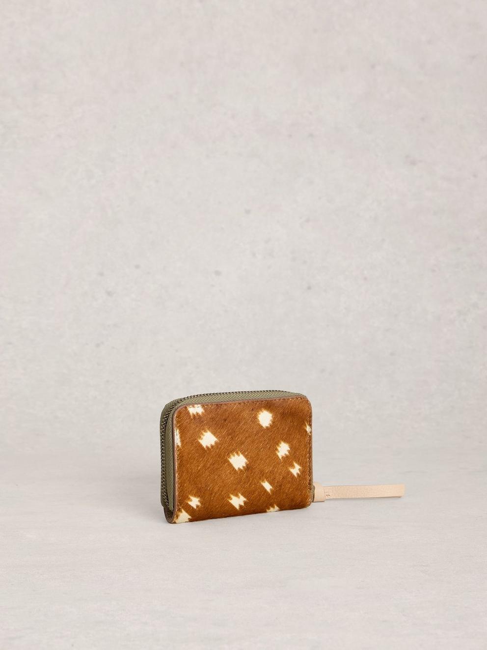 Cerys Zip Around Coin Purse in TAN MULTI - FLAT BACK