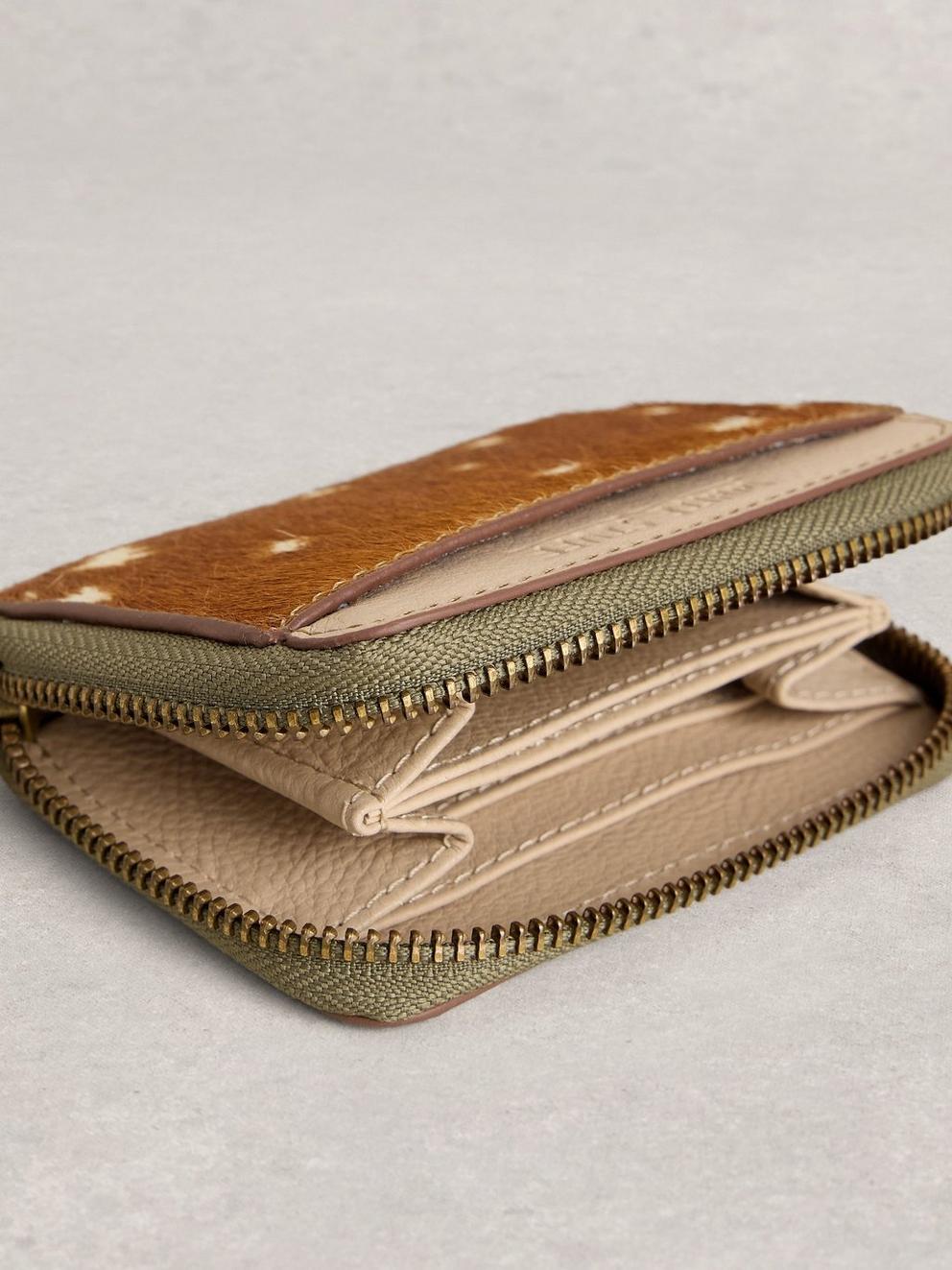 Cerys Zip Around Coin Purse in TAN MULTI - FLAT DETAIL