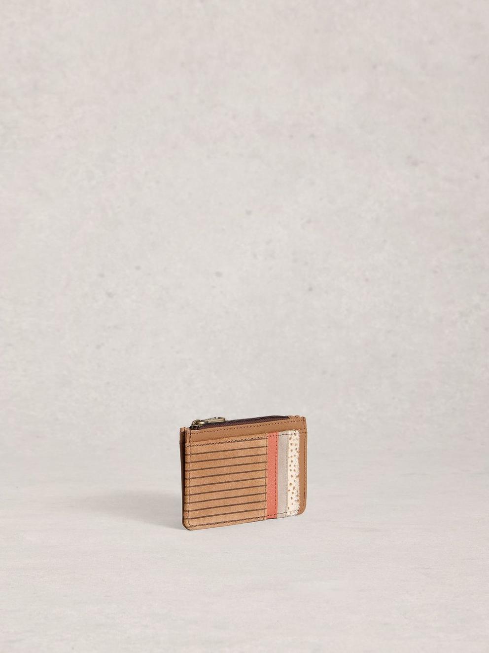 Celia Card Holder in TAN MULTI - FLAT FRONT