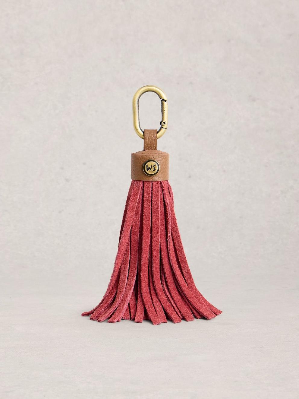 Tassel Bag Keyring in MID PINK - FLAT FRONT