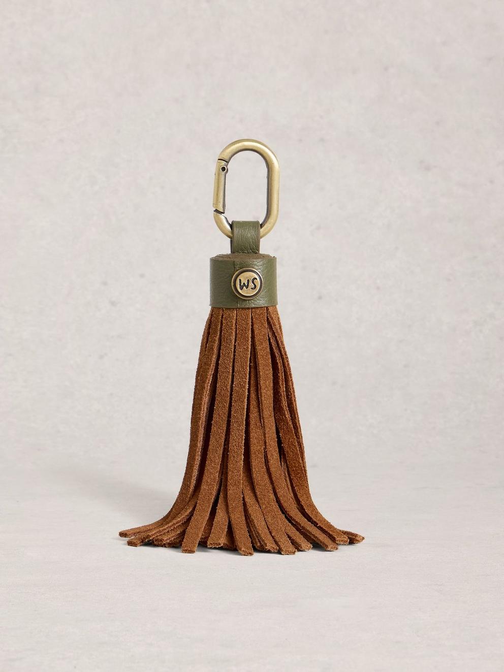 Tassel Bag Keyring in MID TAN - FLAT FRONT