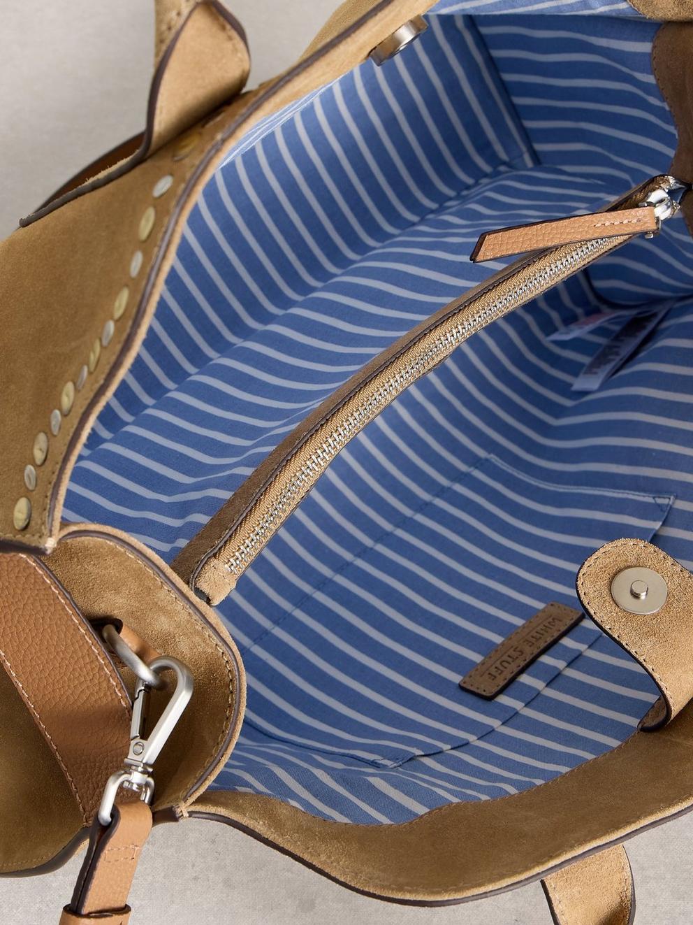 Bryony Studded Bowling Bag in LGT NAT - FLAT DETAIL