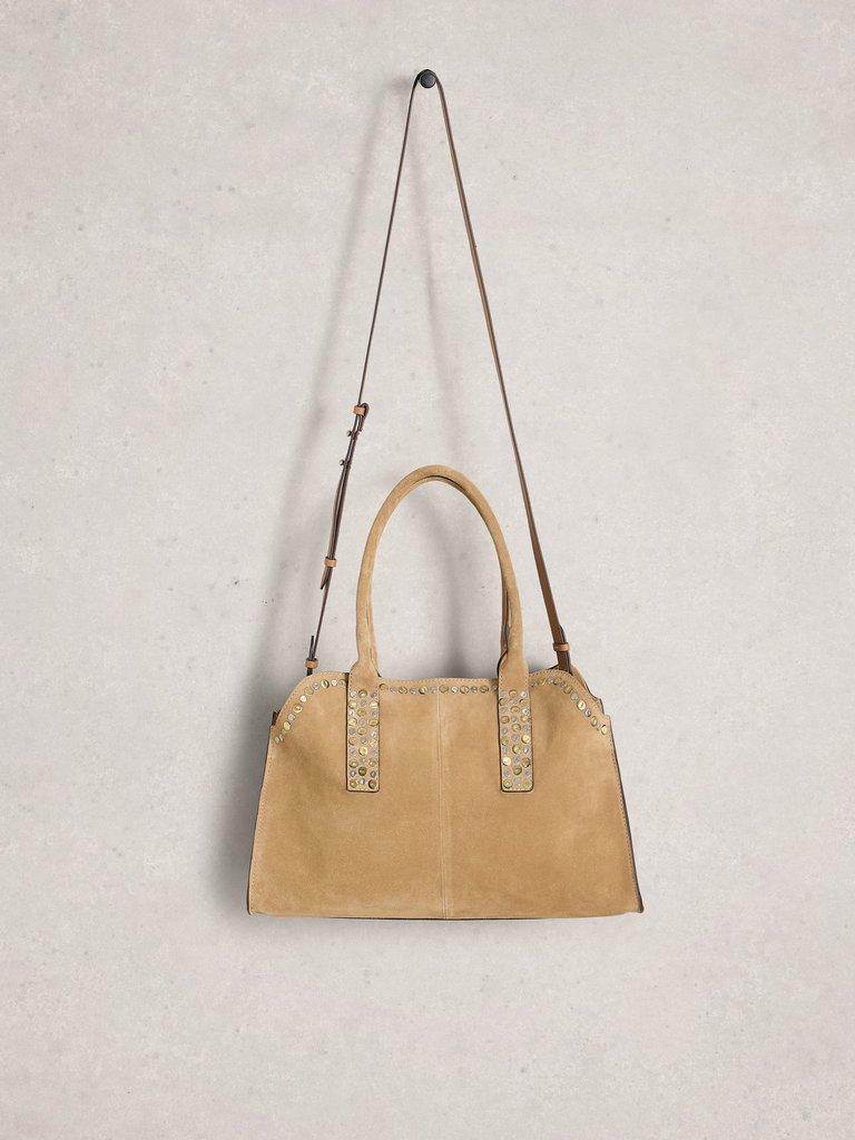 Bryony Studded Bowling Bag in LGT NAT - FLAT FRONT