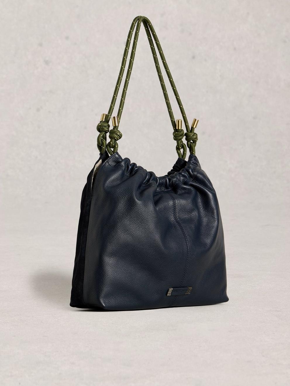 Callie Studded Shoulder Bag in DARK NAVY - FLAT BACK