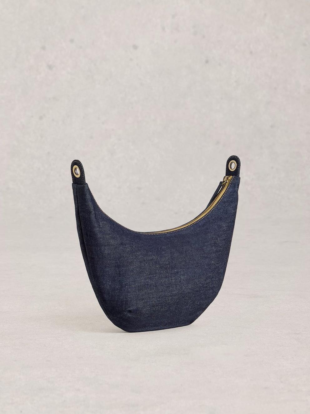 Natalie Denim Crossbody Bag in DK DENIM - FLAT BACK