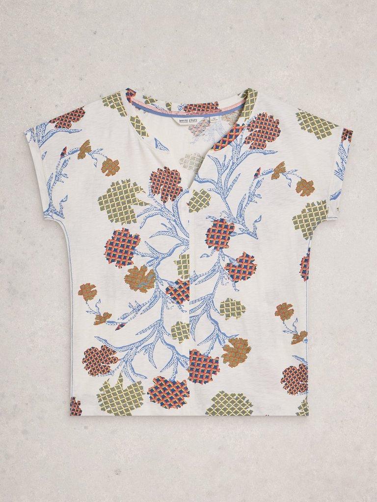 NELLY NOTCH NECK CREW NECK TEE in IVORY PR - FLAT FRONT