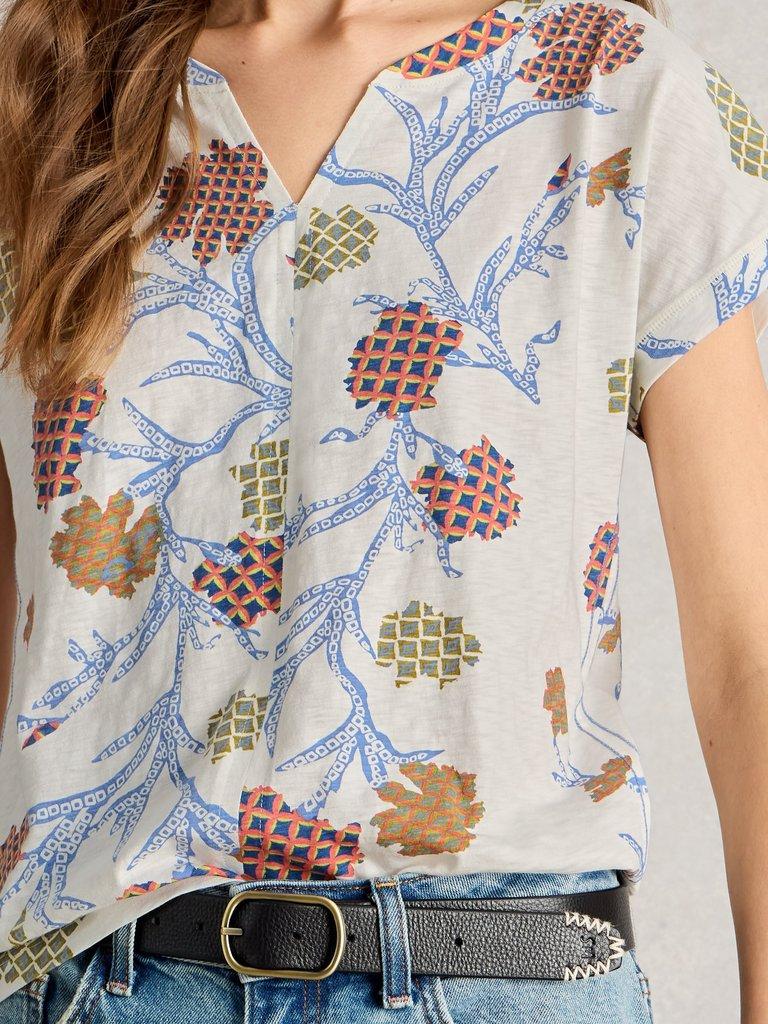 NELLY NOTCH NECK CREW NECK TEE in IVORY PR - LIFESTYLE