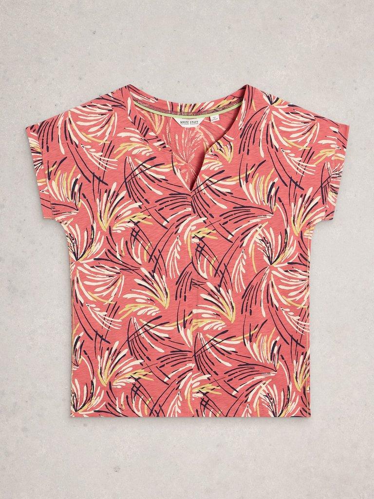 NELLY NOTCH NECK CREW NECK TEE in PINK PR - FLAT FRONT