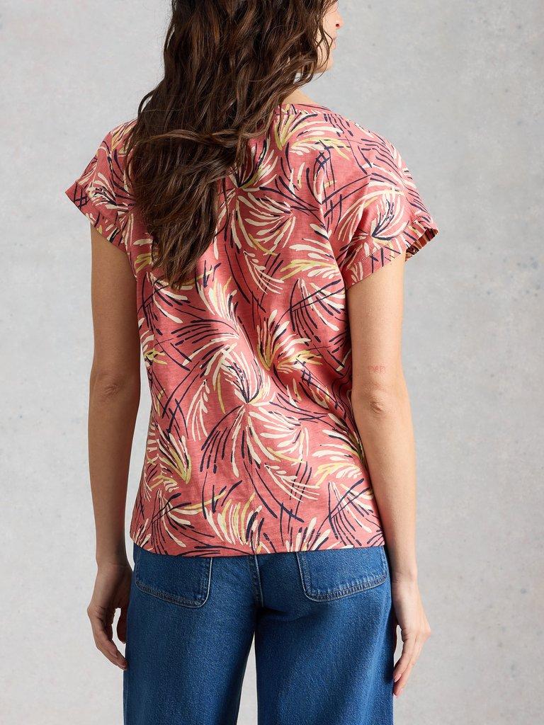 NELLY NOTCH NECK CREW NECK TEE in PINK PR - MODEL BACK