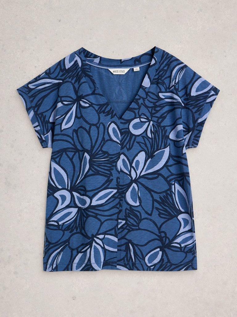 NEVE V NECK TEE in BLUE PR - FLAT FRONT