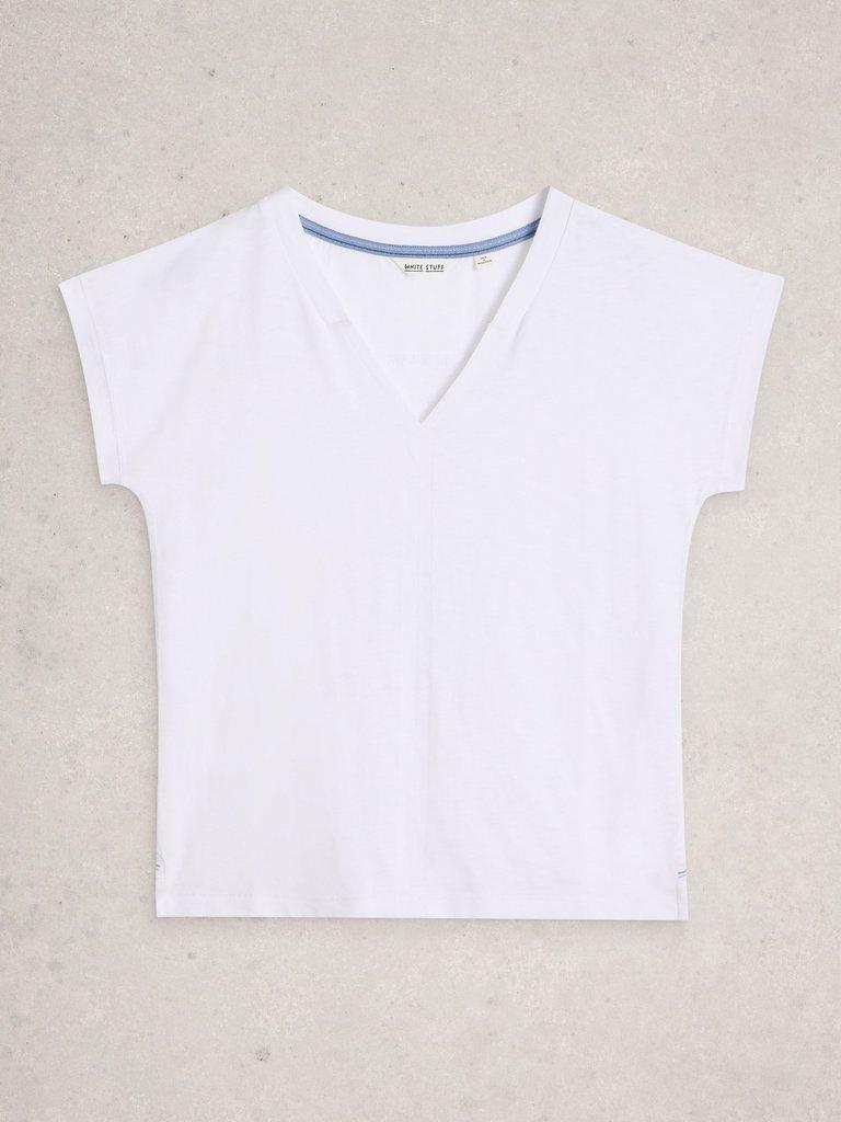 NEVE V NECK TEE in BRIL WHITE - FLAT FRONT