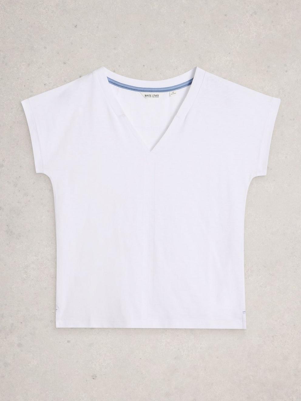 NEVE V NECK TEE in BRIL WHITE - FLAT FRONT