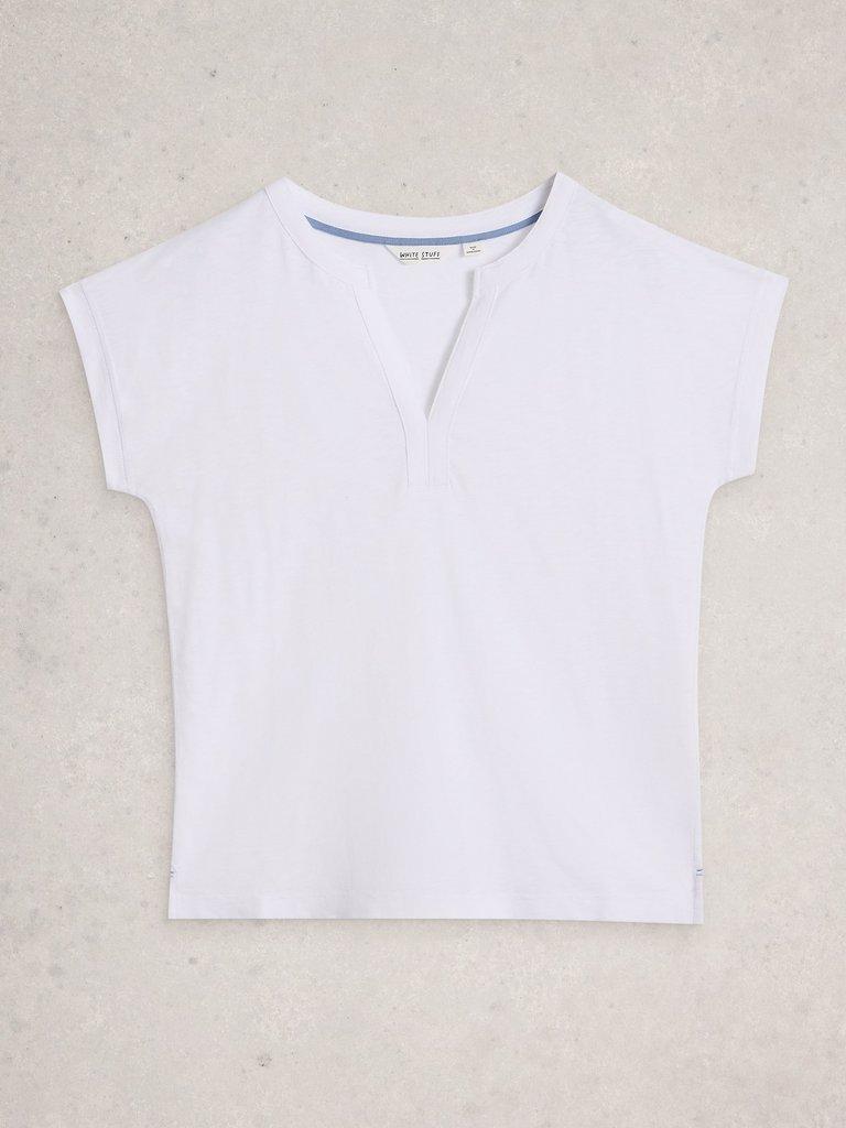 NINA NOTCH NECK TEE in BRIL WHITE - FLAT FRONT