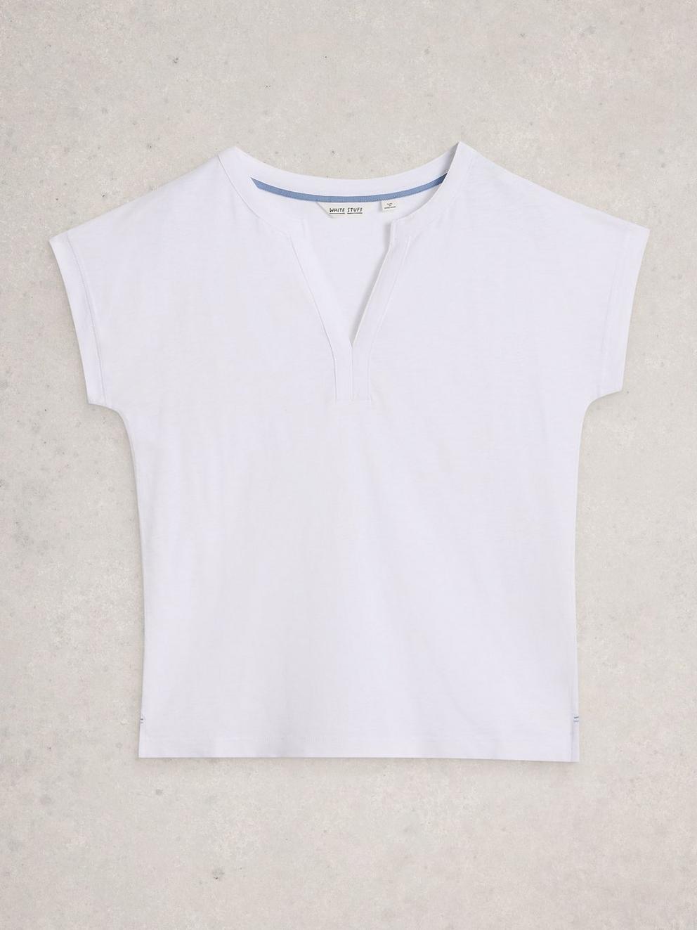 NINA NOTCH NECK TEE in BRIL WHITE - FLAT FRONT