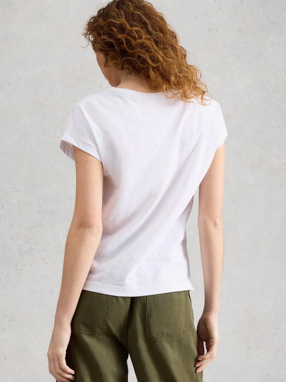 NINA NOTCH NECK TEE in BRIL WHITE - MODEL BACK
