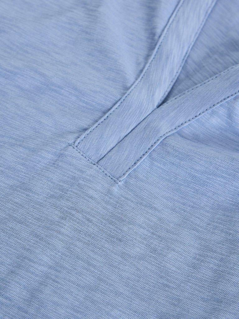 NINA NOTCH NECK TEE in MID BLUE - FLAT DETAIL