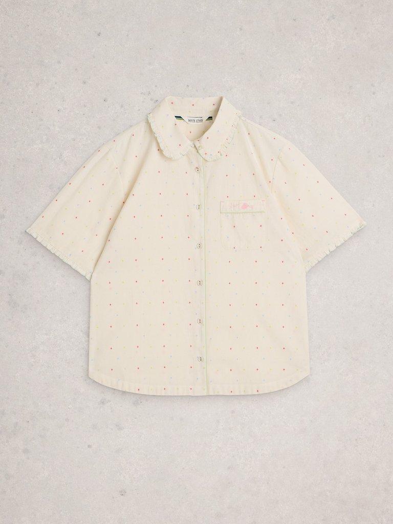 Nelly Short Sleeve PJ Shirt in IVORY MLT - FLAT FRONT