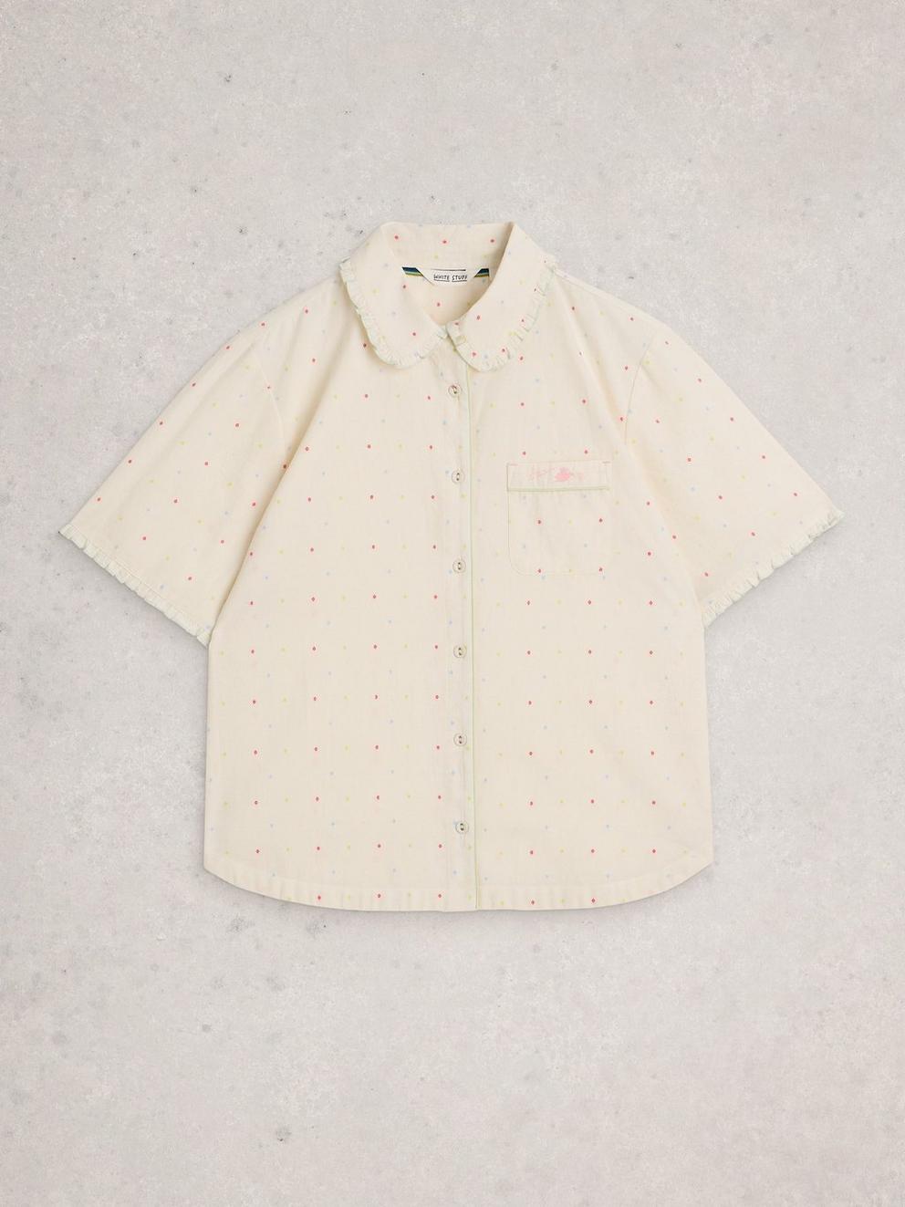Nelly Short Sleeve PJ Shirt in IVORY MLT - FLAT FRONT