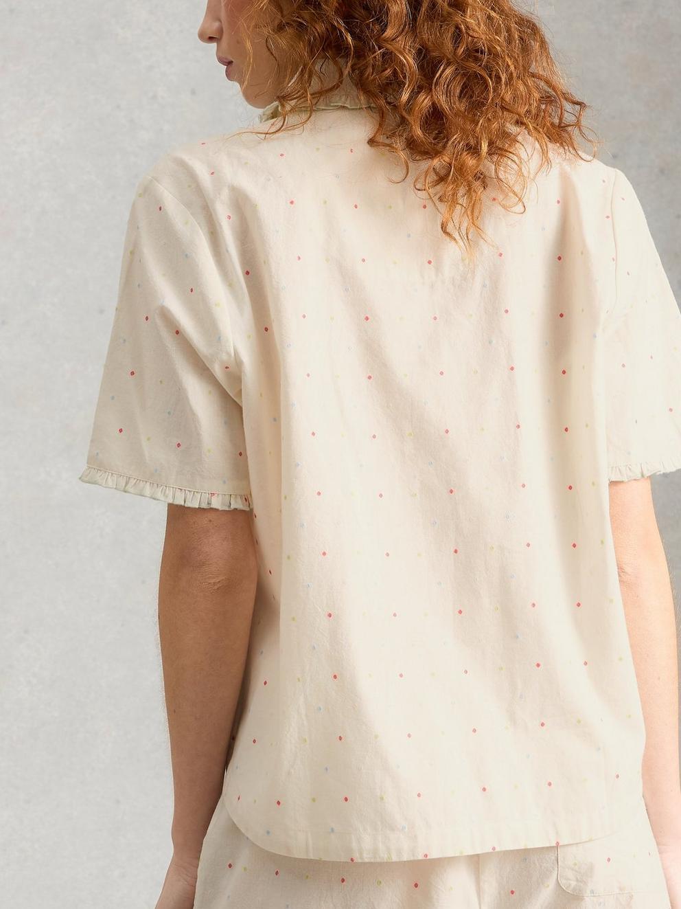 Nelly Short Sleeve PJ Shirt in IVORY MLT - MODEL BACK