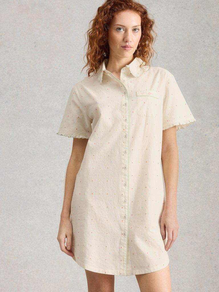 Nelly Nightshirt Dress in IVORY MLT - MODEL DETAIL