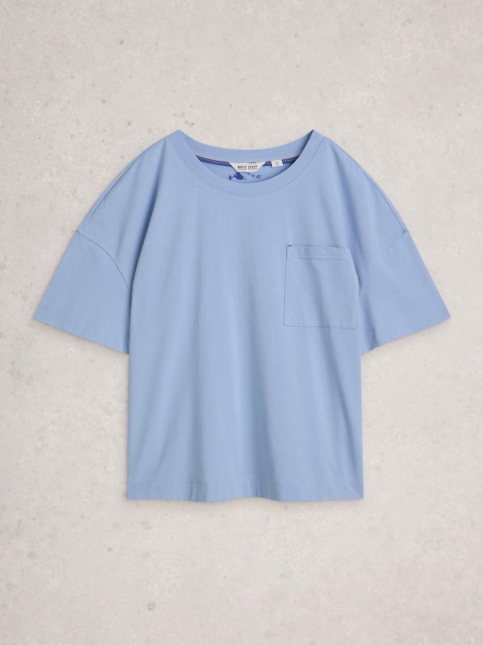 Maya Boxy PJ Tee in DUS BLUE - FLAT FRONT