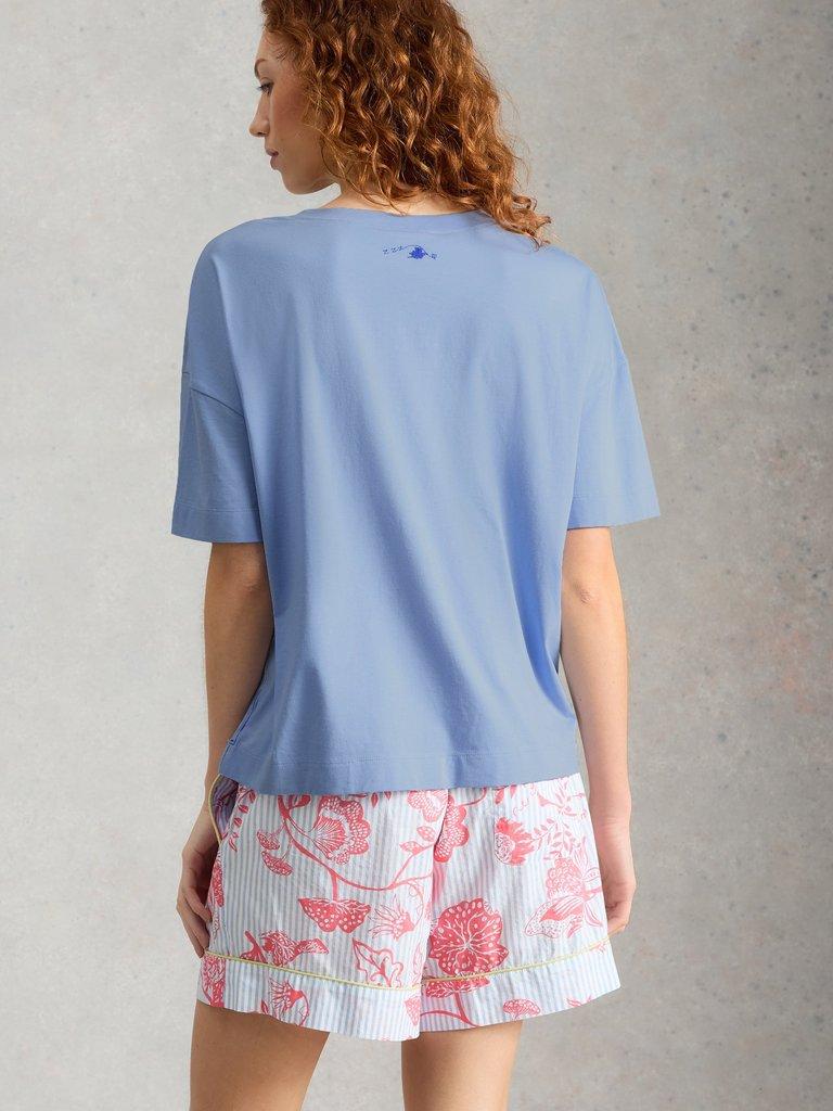 Maya Boxy PJ Tee in DUS BLUE - MODEL BACK