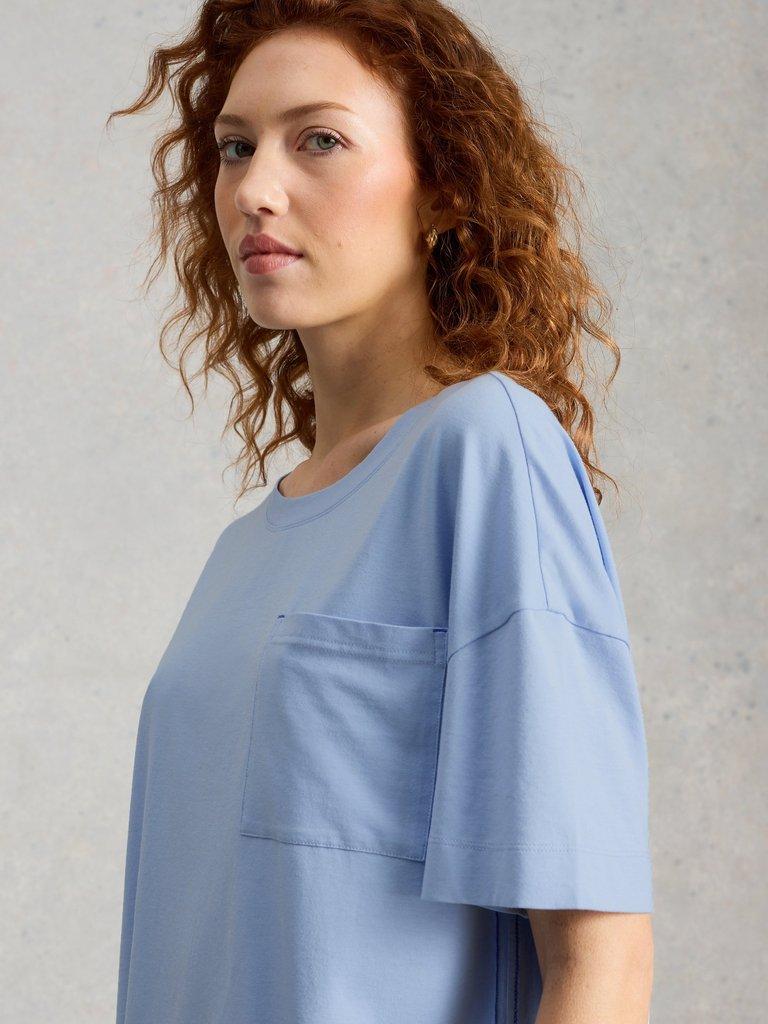 Maya Boxy PJ Tee in DUS BLUE - MODEL DETAIL