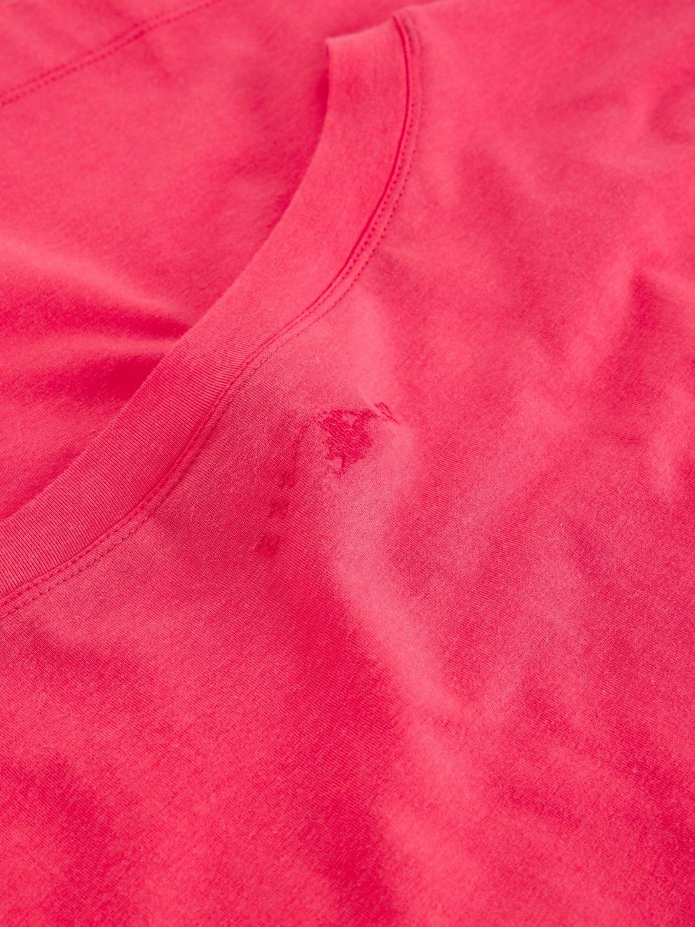 Maya Boxy PJ Tee in MID PINK - FLAT DETAIL