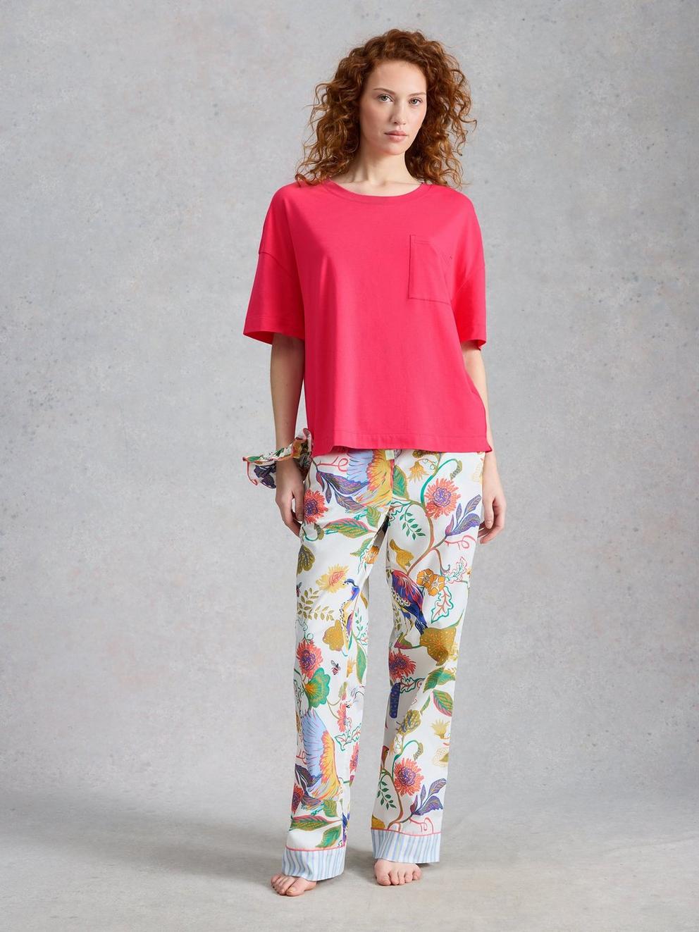 Maya Boxy PJ Tee in MID PINK - MODEL FRONT