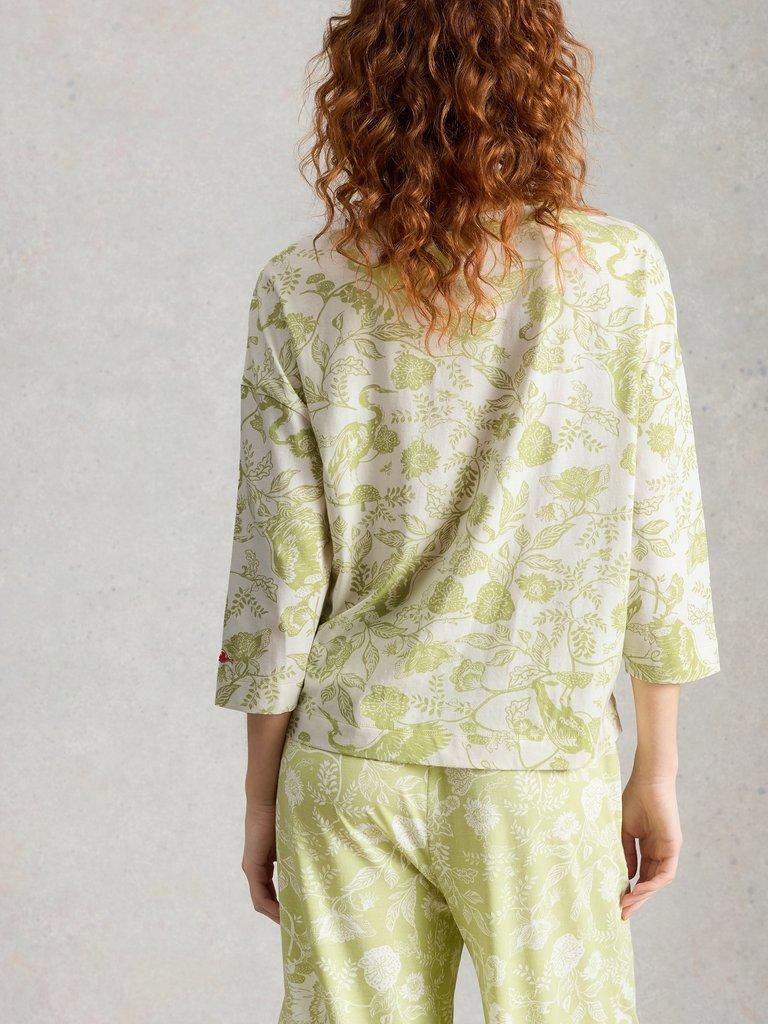 Maya Boxy Printed PJ Tee in GREEN PR - MODEL BACK