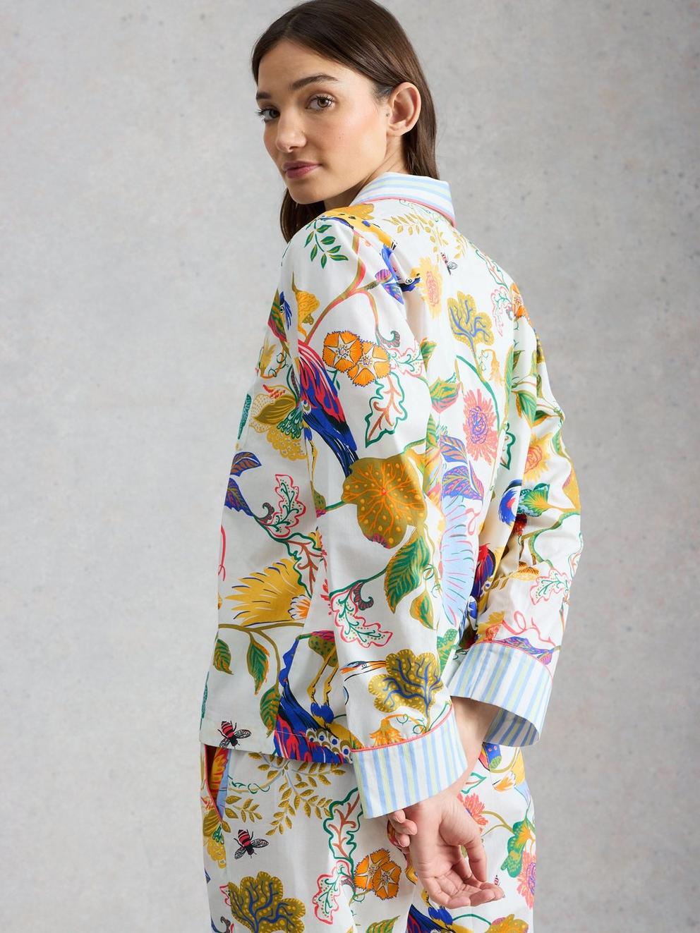 Nina Lightweight PJ Shirt in IVORY PR - MODEL BACK