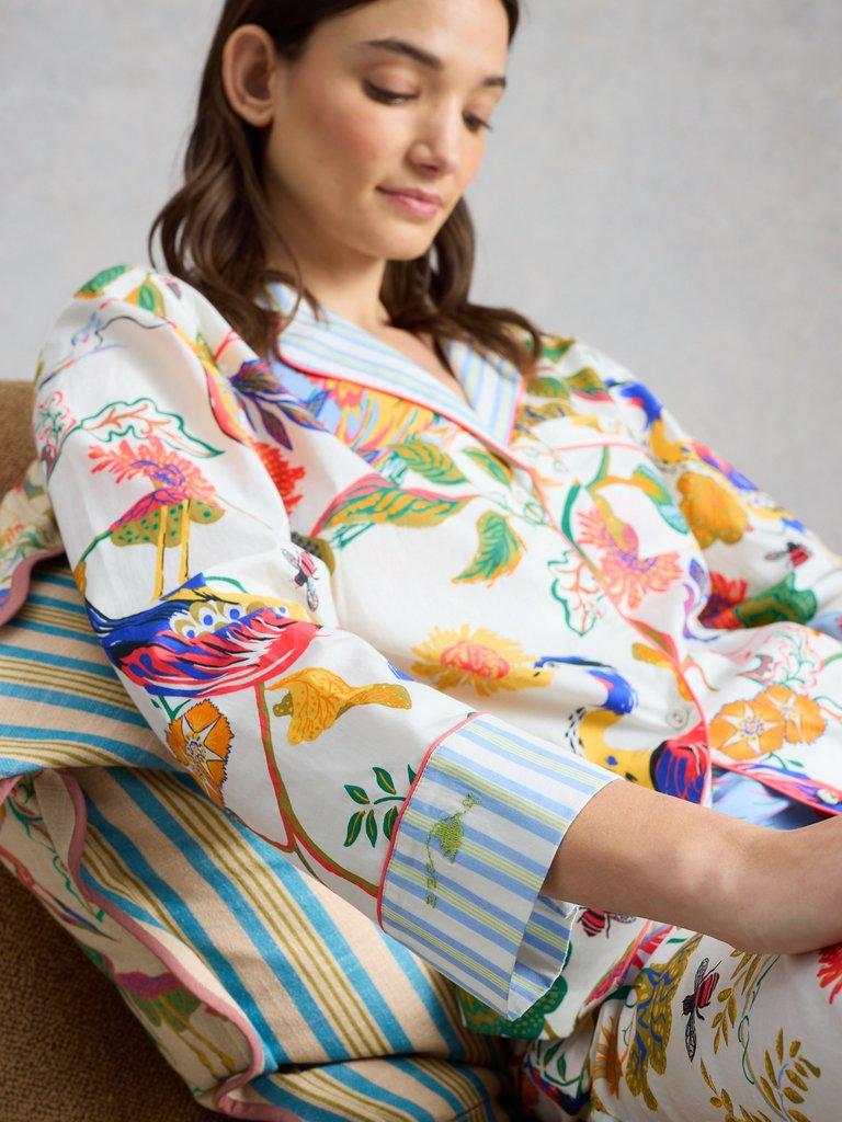 Nina Lightweight PJ Shirt in IVORY PR - MODEL DETAIL