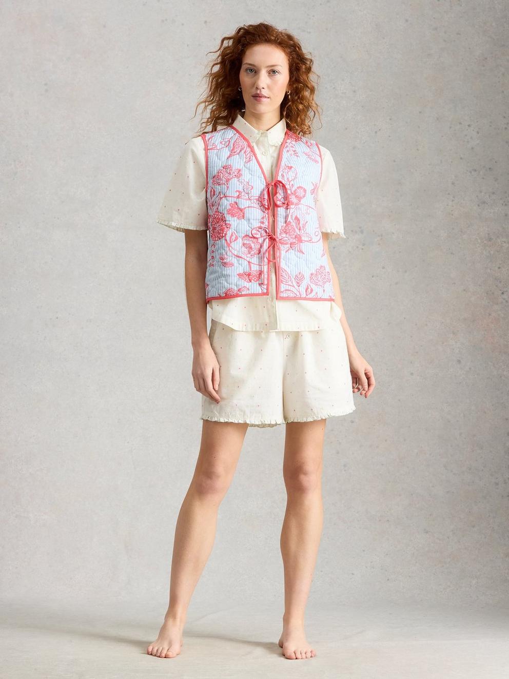 Mia Gilet in IVORY PR - MODEL FRONT