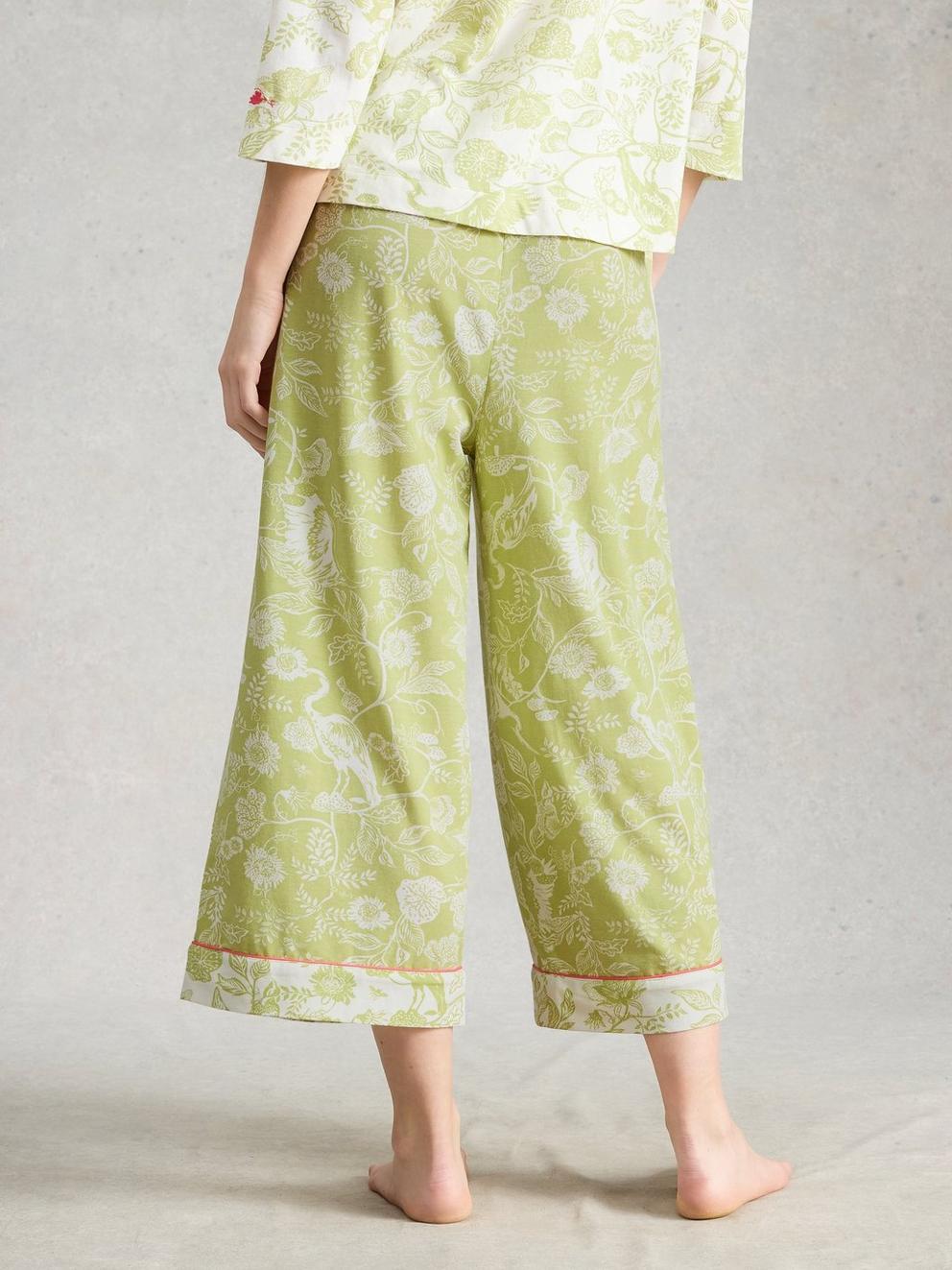 Trina Cropped PJ Trouser in GREEN PR - MODEL BACK